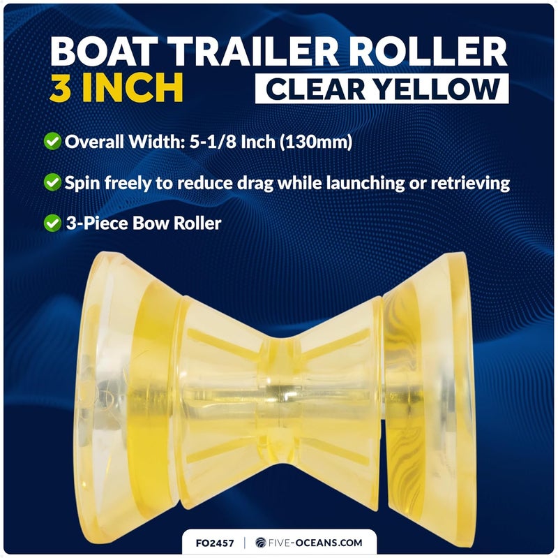 Five Oceans Boat Trailer Roller - Marine Boat Roller for Trailer, Clear Yellow Bow Boat Roller Poly - Image 2